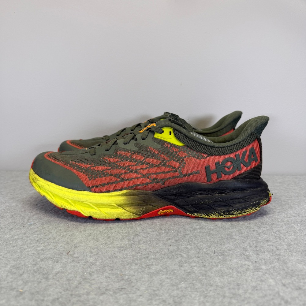 Hoka Speedgoat 5 Mens Shoes Size 9.5 Red Trail Running Sneakers 1123159 TFST